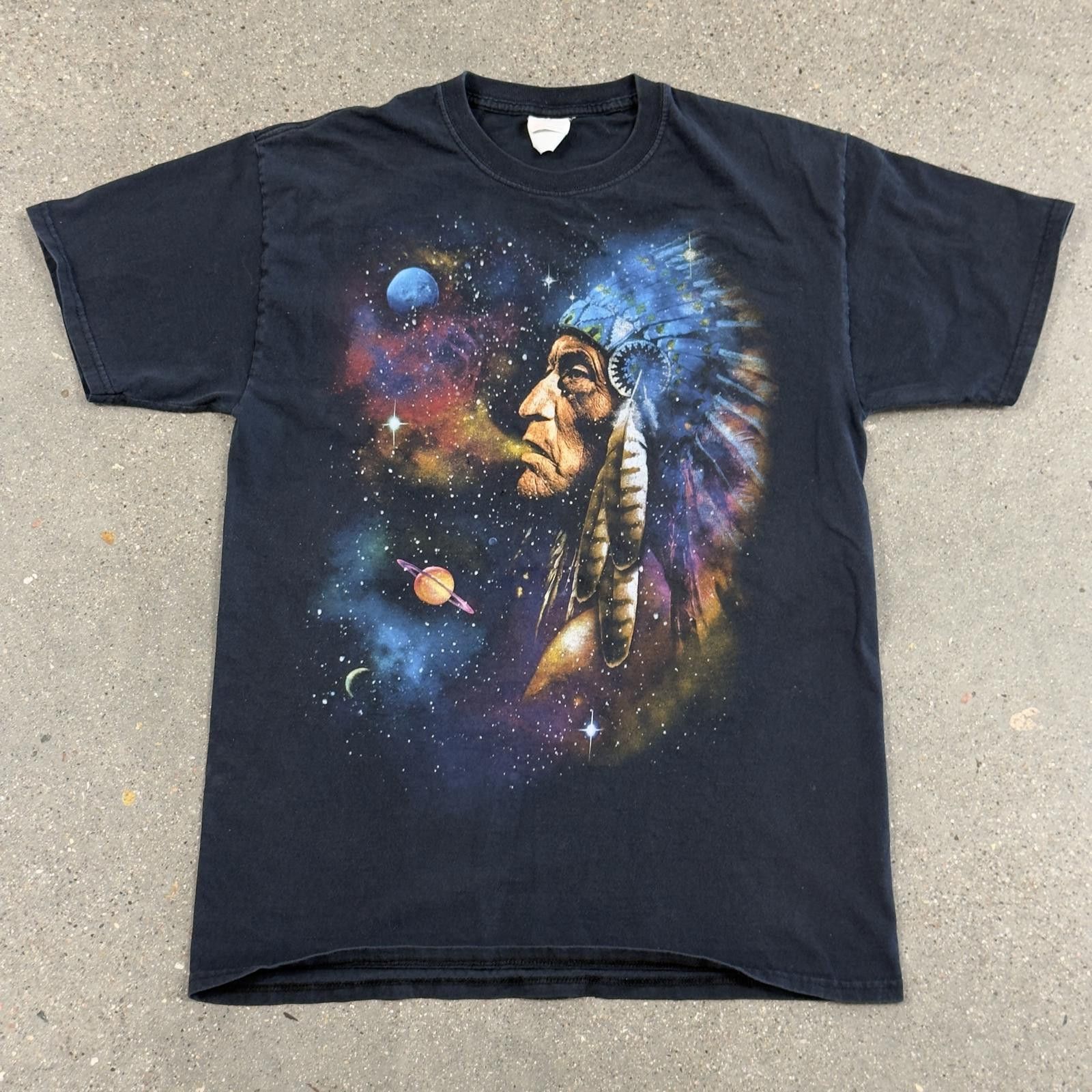 Fruit Of The Loom Vintage FOTL Trippy Cherokee Native American Space T-Shirt M Size US M / EU 48-50 / 2 - 1 Thumbnail