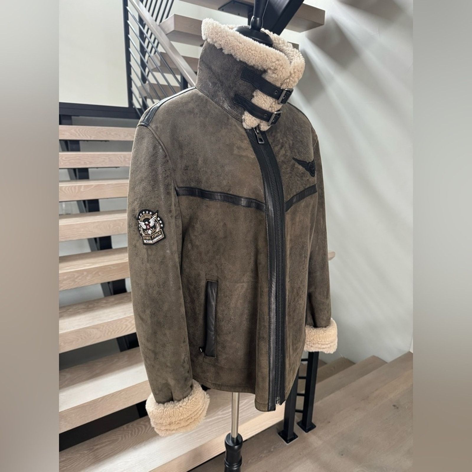 Other new Men's real fur Aviator Jacket with Shearling Trim L Size US L / EU 52-54 / 3 - 4 Thumbnail