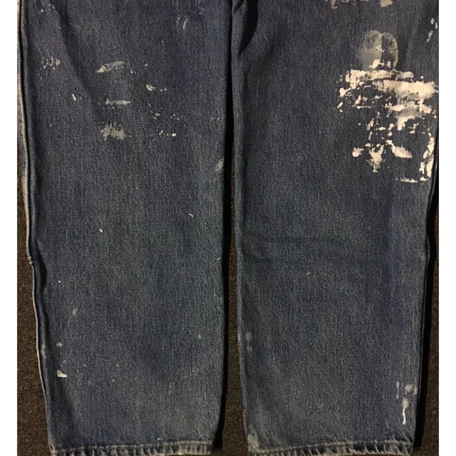Dickies VINTAGE Dickies Thrashed Faded Distressed Double Knee Paint Jeans 38 Blue Denim Mens Jeans 90s Grunge Biker Work Trucker Destroyed Painted Splatter Size US 38 / EU 54 - 3 Thumbnail