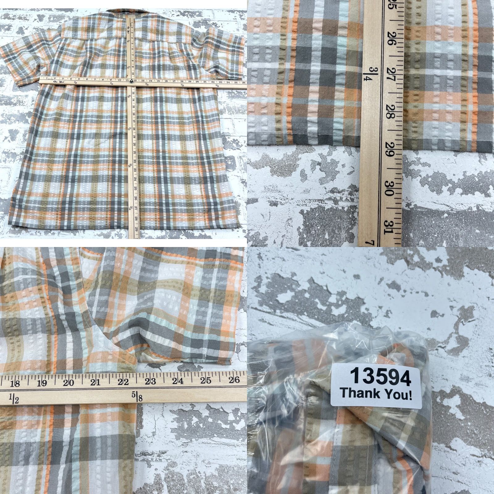 Patagonia Patagonia Shirt Men Large Orange Gray Button Up Seersucker Plaid Camp Hiking Size US L / EU 52-54 / 3 - 8 Thumbnail