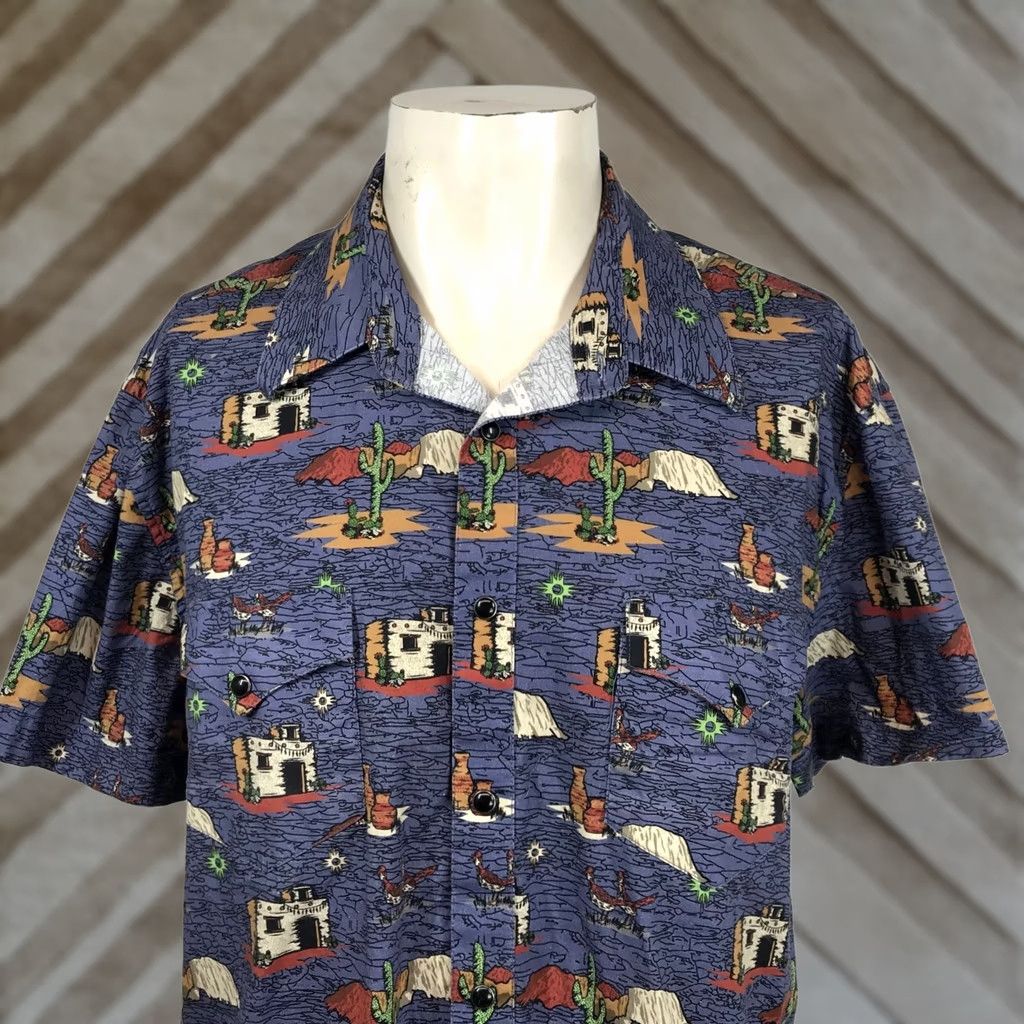 Denime ROCK & ROLL DENIM Men XL Blue Short Sleeve Button-Up Shirt Size US 36 / EU 52 - 1 Thumbnail