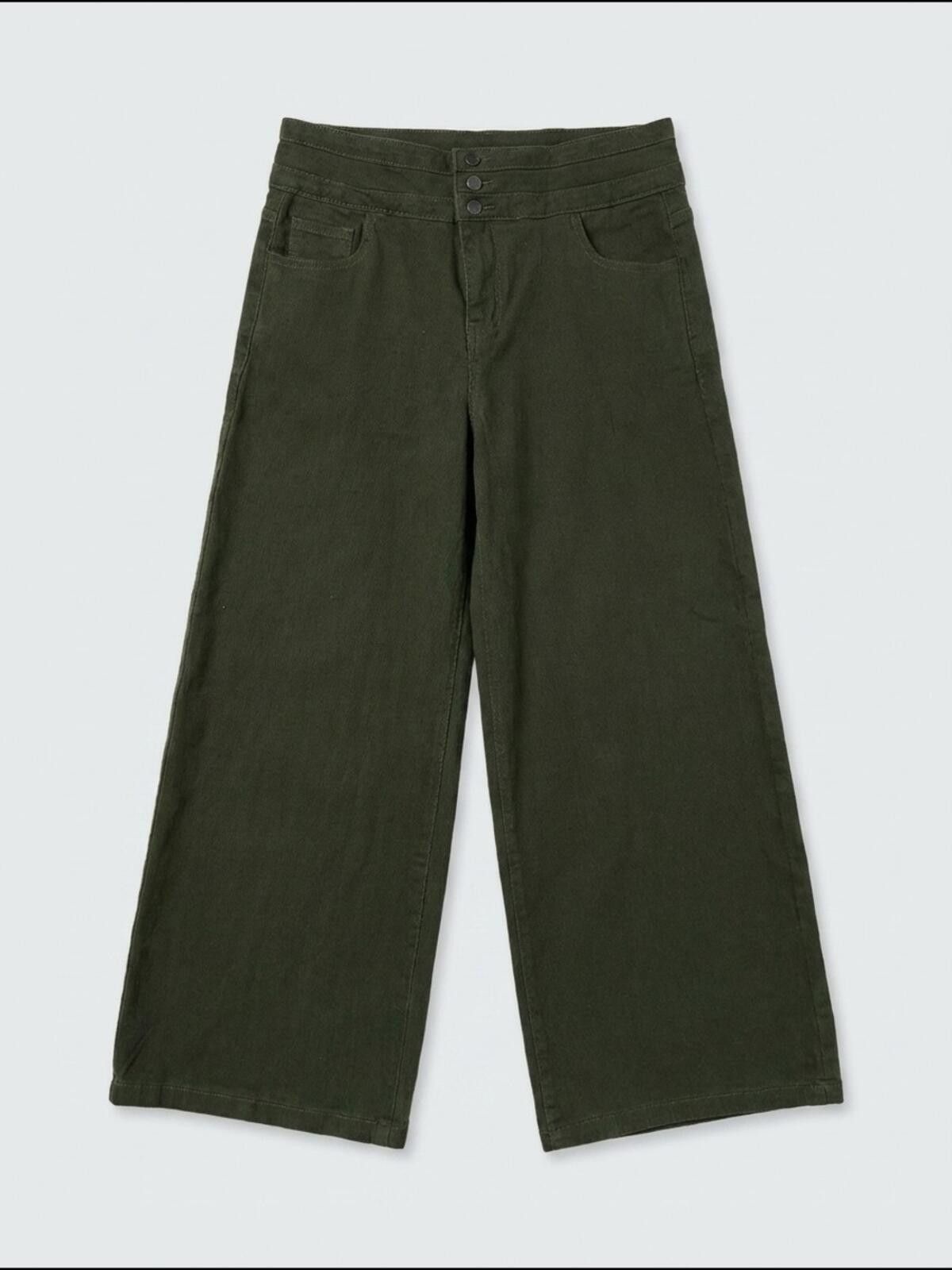 Other Wide Leg High-Waist Pants in Olive Green Size 40" / US 18 - 1 Thumbnail