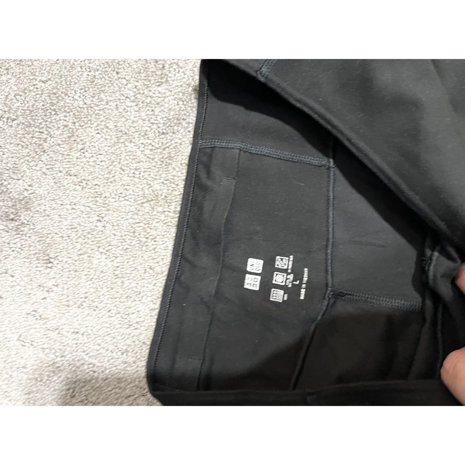 Uniqlo Uniqlo Leggings Woman Wide Ankle L Black High Rise Elastic Waist Size 36" / US 14 / IT 50 - 5 Thumbnail
