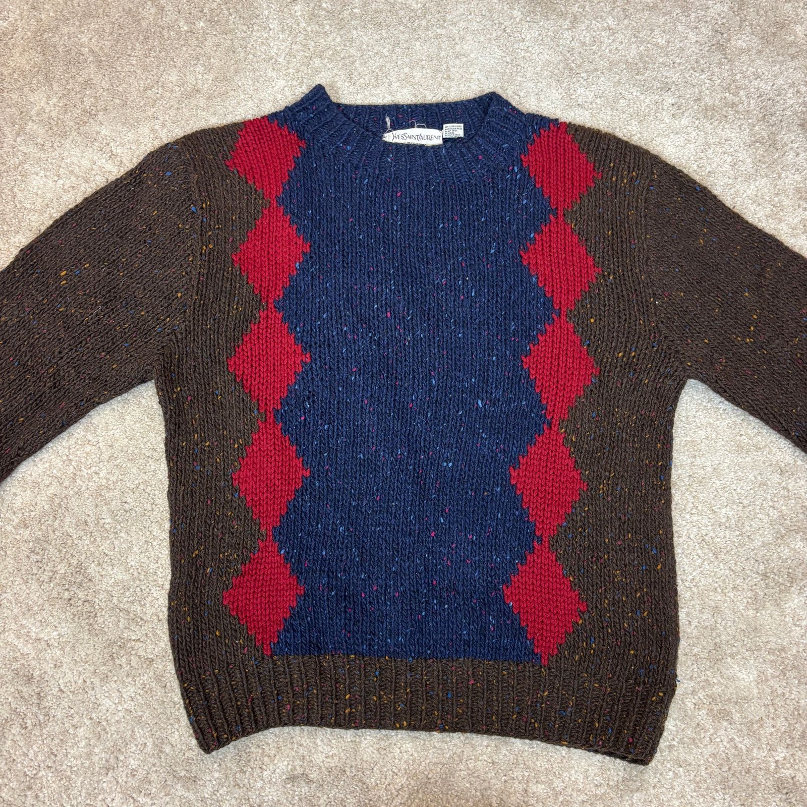 Vintage × Yves Saint Laurent Vintage Yves Saint Laurent YSL Menswear Wool Sweater Large Size US L / EU 52-54 / 3 - 2 Thumbnail