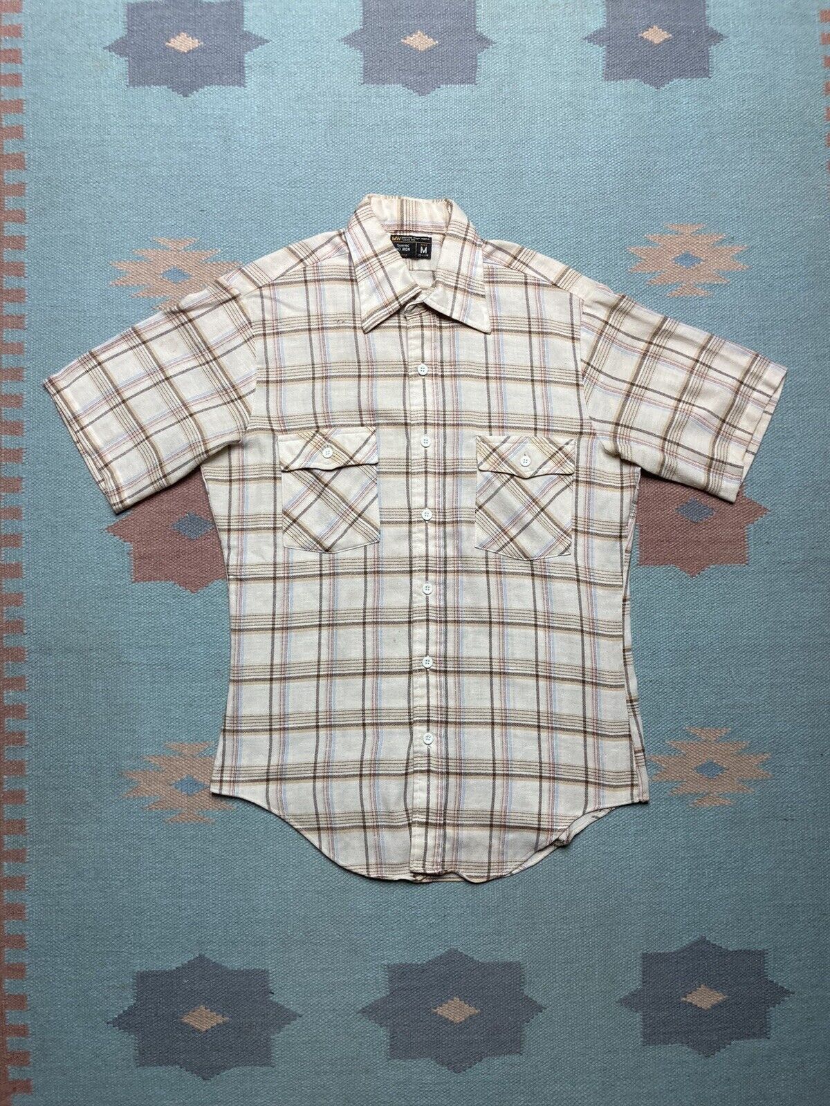 JCPenney × Vintage VTG 70s JCPenney plaid shirt soft knit polyester? medium Size US M / EU 48-50 / 2 - 1 Thumbnail