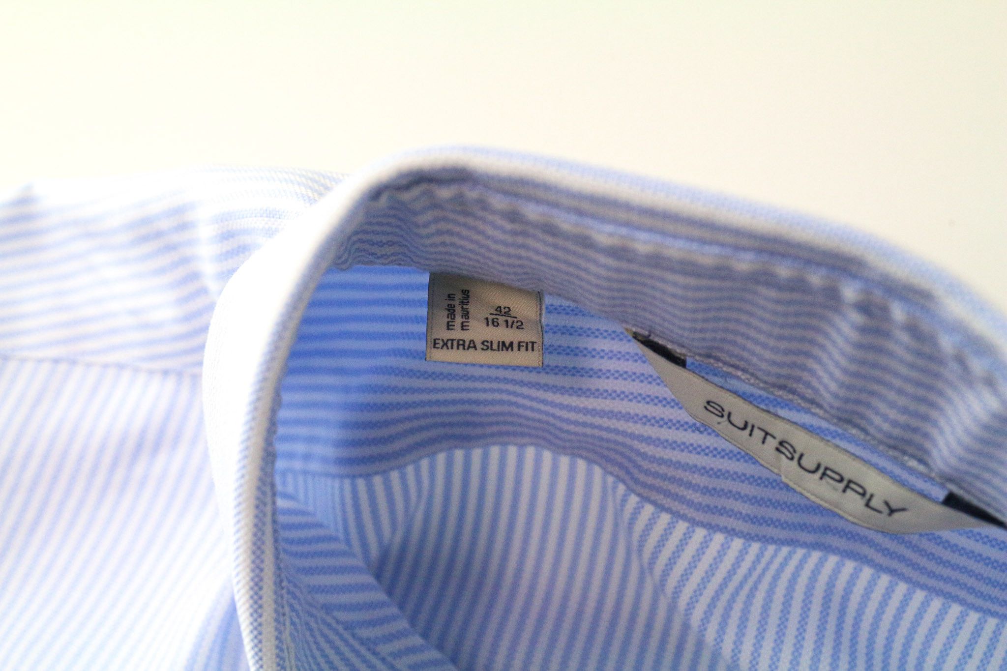 Suitsupply 42/16 1/2 Blue Extra Slim Cotton Stripe Shirt 75745 Size US L / EU 52-54 / 3 - 5 Thumbnail