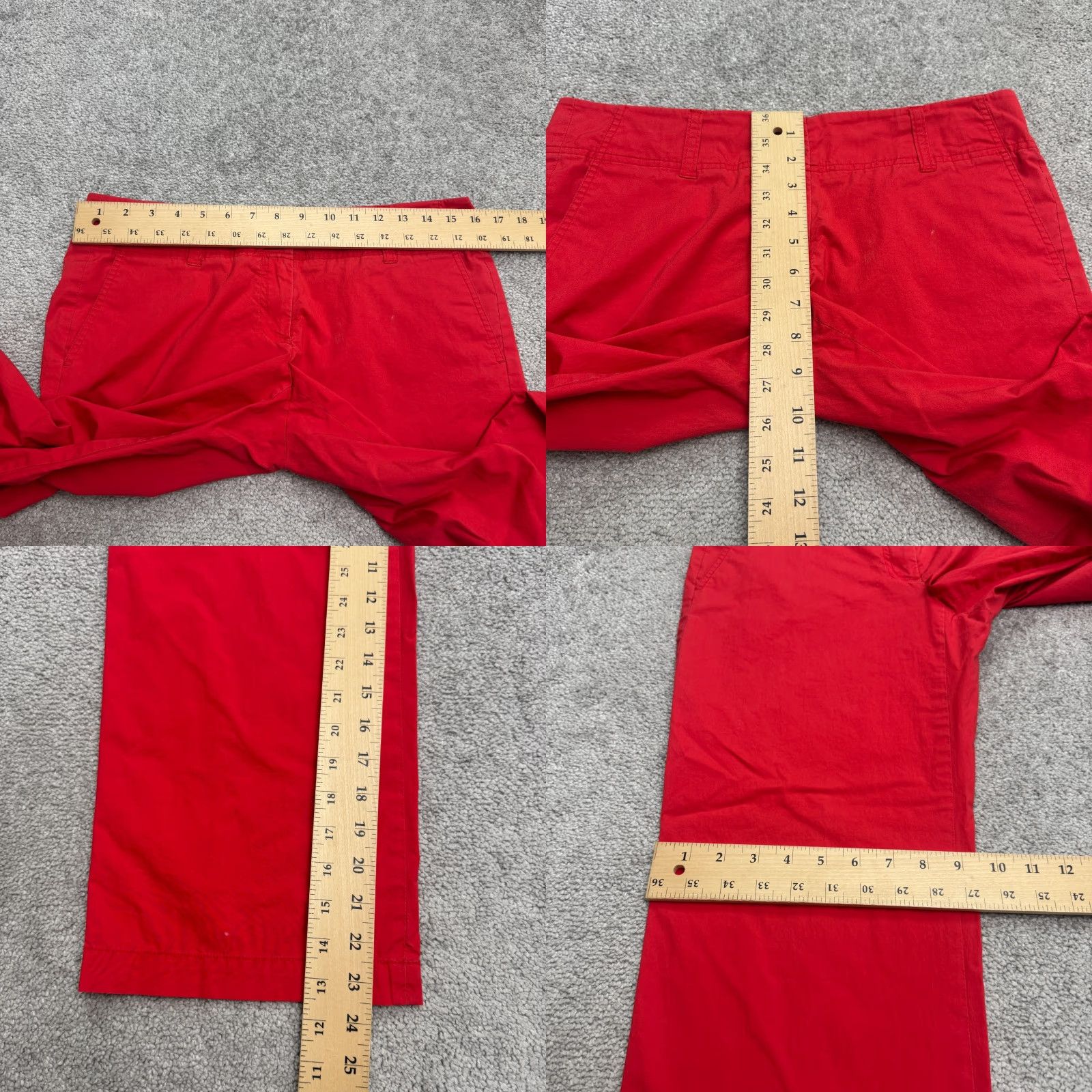 Banana Republic VINTAGE? No — Theory Wide Leg Cropped Chino Pants Womens 6 Red Mid Rise Cotton Trouser 32x23.5 Size 28" / US 6 / IT 42 - 9 Thumbnail