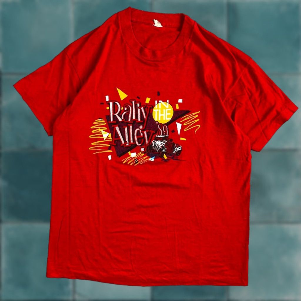 Vintage VINTAGE Rally Alley 1989 VTG T Shirt Screen Stars XL Red Men XL Crew Neck Short Sleeve 80s 70s 90s - Stadium Car Rally Security Size US XL / EU 56 / 4 - 1 Thumbnail