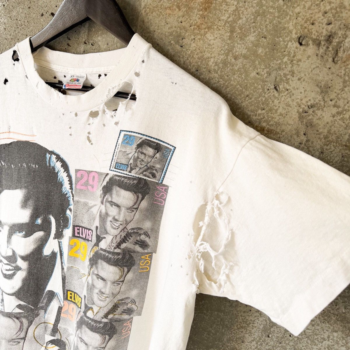 Vintage THRASHED Vintage 90s Elvis T-Shirt Size US XL / EU 56 / 4 - 4 Thumbnail