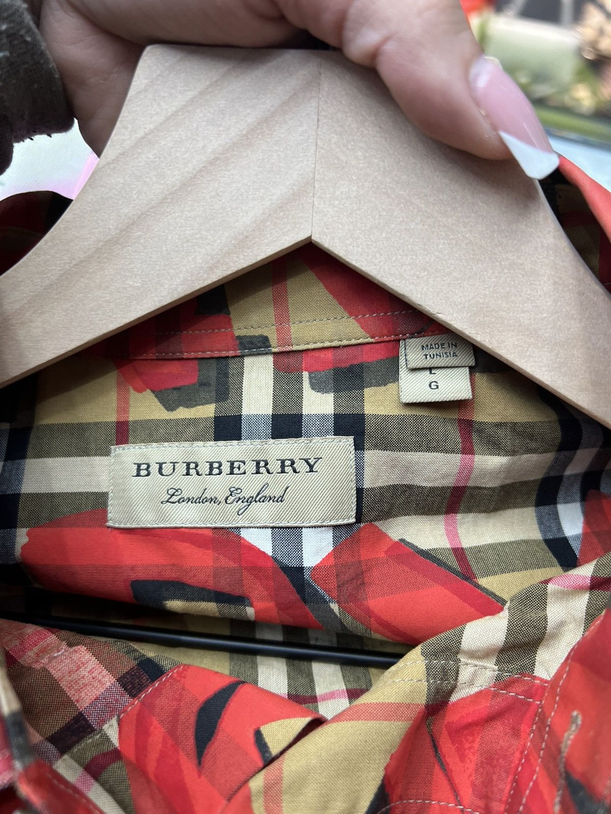 Burberry Burberry Red Check Graffiti Button Up Size US L / EU 52-54 / 3 - 8 Thumbnail