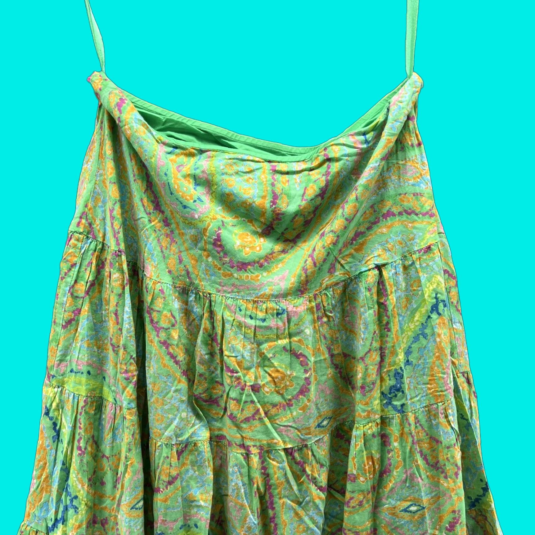 Ralph Lauren Lauren Ralph Lauren Dress Women Medium Green Paisley A-Line Casual Cotton Knee Length Ladies Womens Size M / US 6-8 / IT 42-44 - 1 Thumbnail