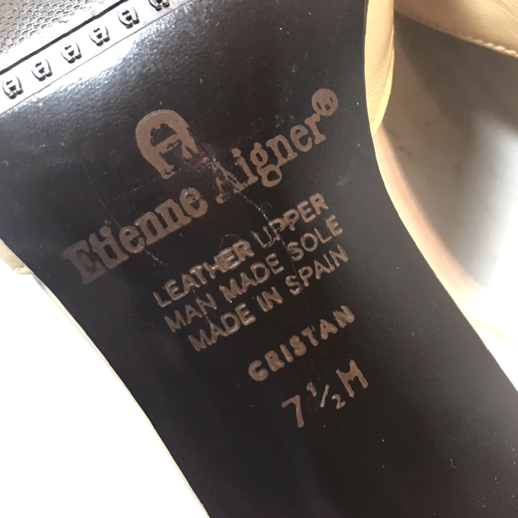 Etienne Aigner Etienne Aigner Beige Slingback Heels Womens Size 7.5M Mid Heel 2.5in Pointed Toe Spain Size US 8 / IT 38 - 7 Thumbnail