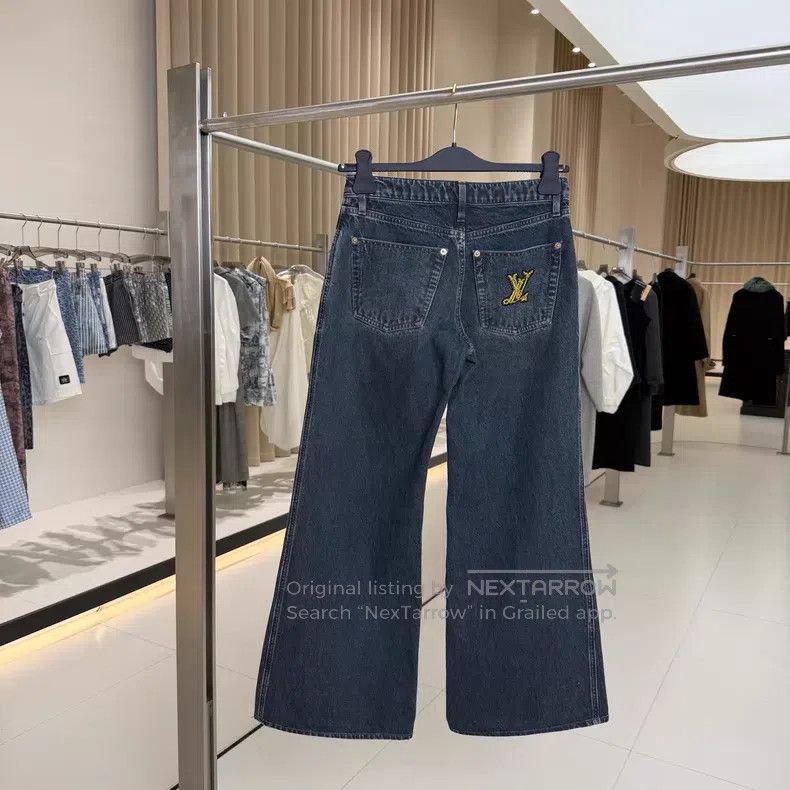 Louis Vuitton Louis Vuitton Dark blue logo straight-leg wide-leg pants Size US 34 / EU 50 - 6 Thumbnail