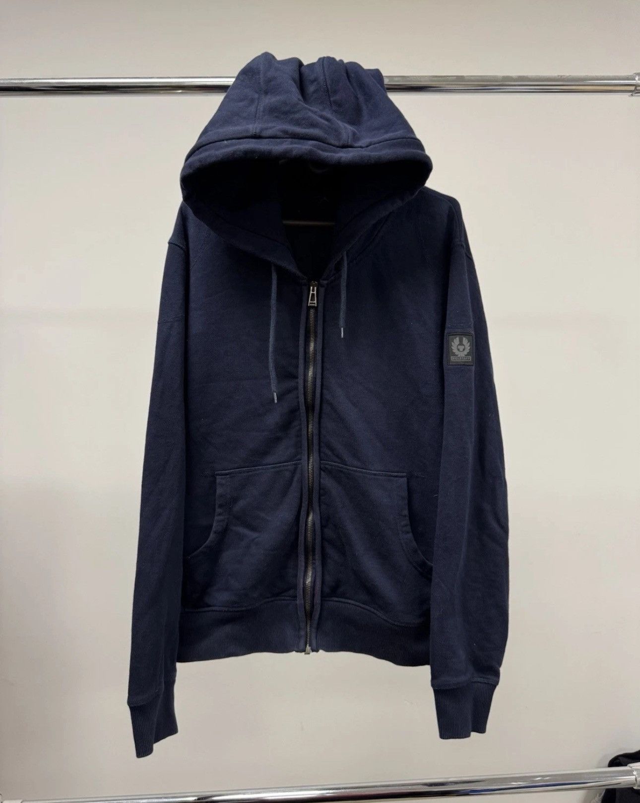 Belstaff Belstaff England Full Zip Hoodie Navy Blue Patch Logo Size US XL / EU 56 / 4 - 1 Thumbnail