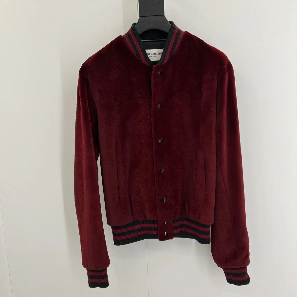 Saint Laurent Paris o1bcso1str0924 Teddy Vison Rase Jacket in Burgundy Size US M / EU 48-50 / 2 - 1 Thumbnail