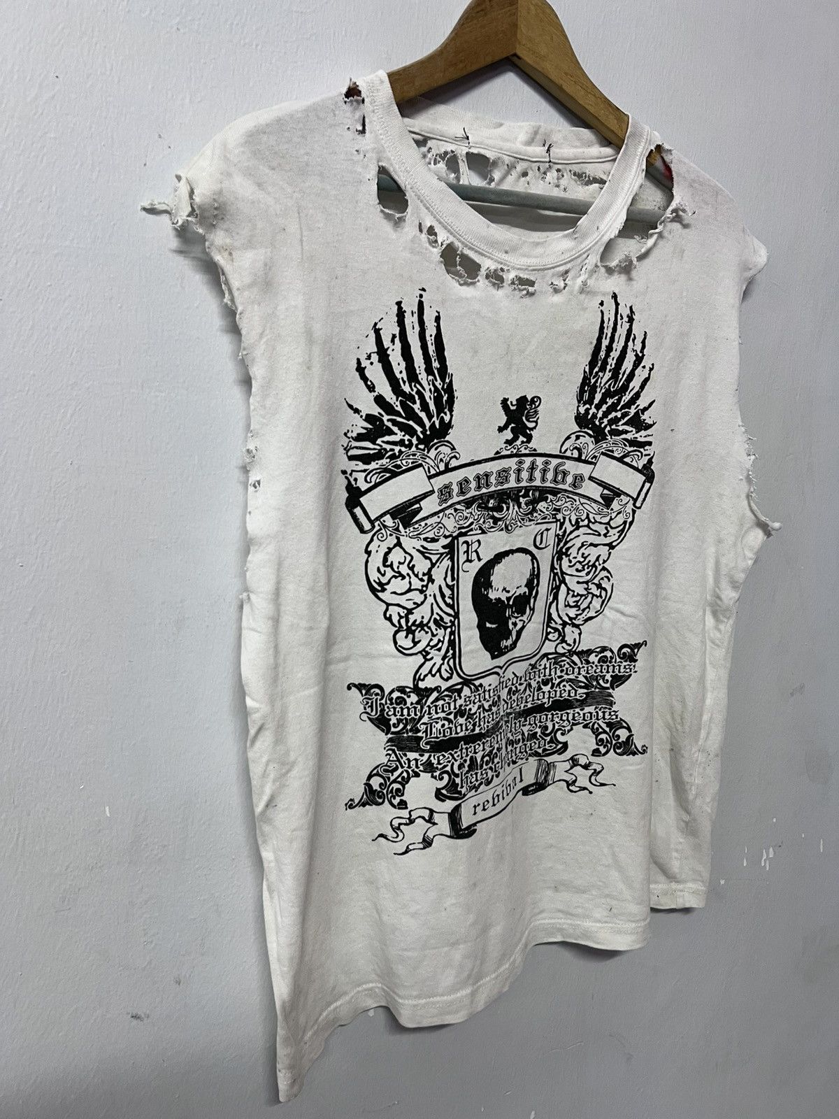 VINTAGE THRASHED REBIBAL SLEEVE LESS ERD GRUNGE