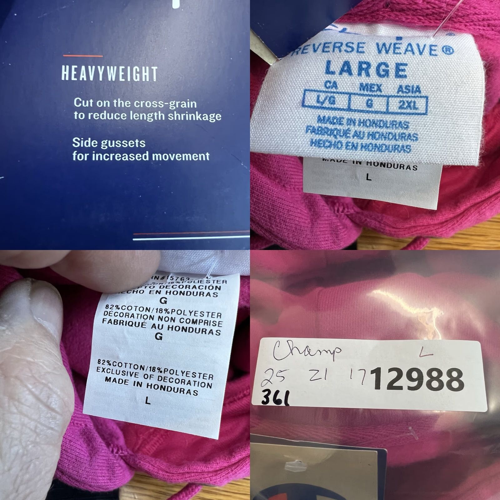 Champion Champion Reverse Weave Hoodie Womens L Pink Spell Out Cropped Pullover Sweatshirt Size L / US 10 / IT 46 - 8 Thumbnail