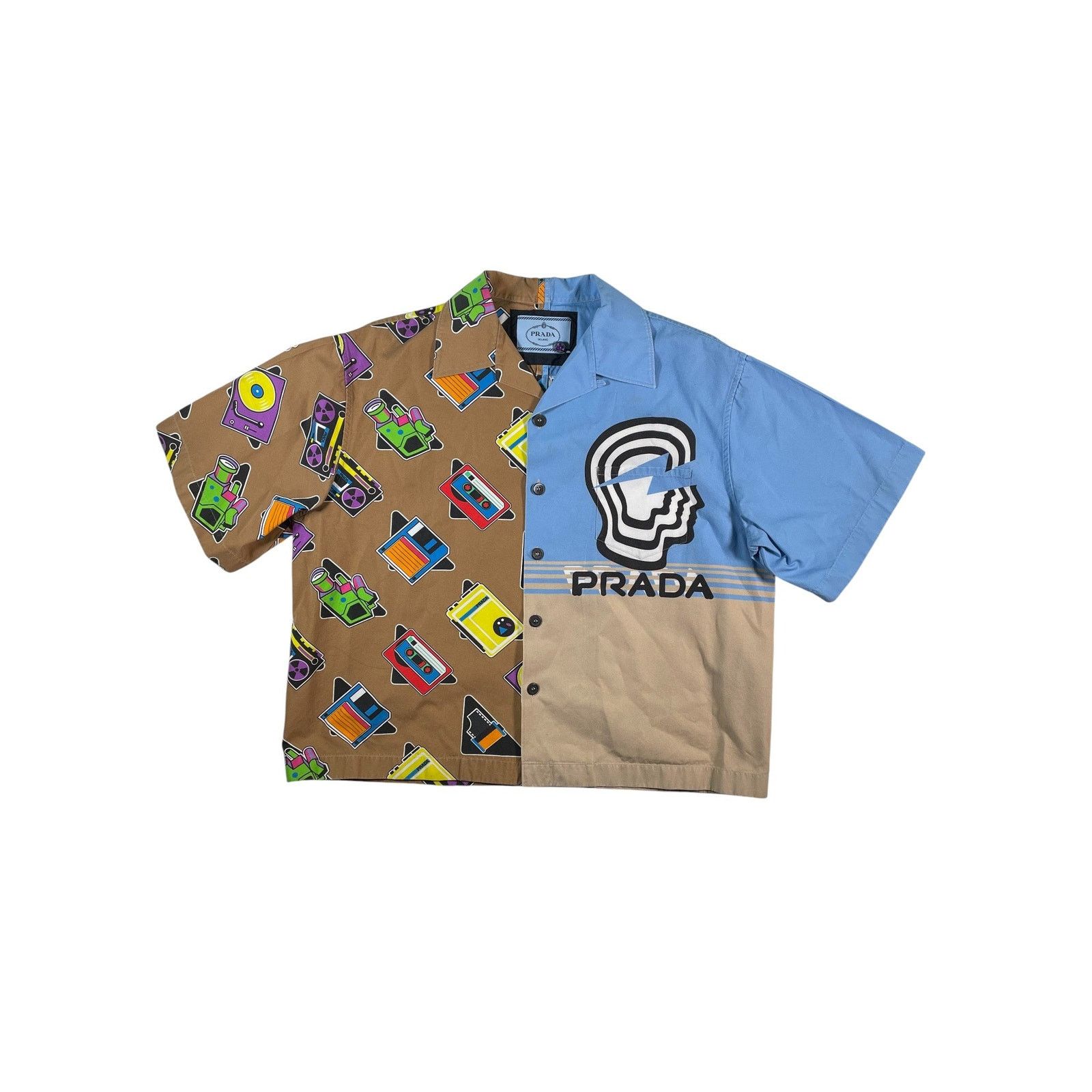 Prada Prada 'Music' Double Match Beige & Baby Blue Button Up Size US L / EU 52-54 / 3 - 1 Thumbnail