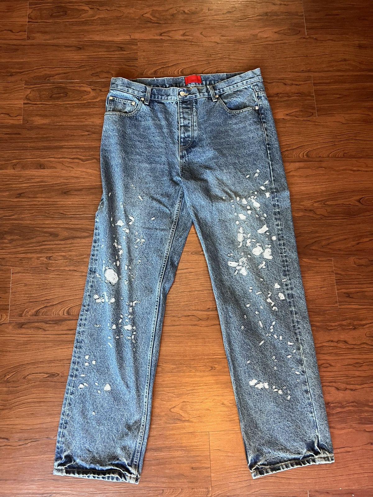 Fugazi Fugazi Chain Splatter Jeans Dark Washed XL Size US 36 / EU 52 - 2 Thumbnail