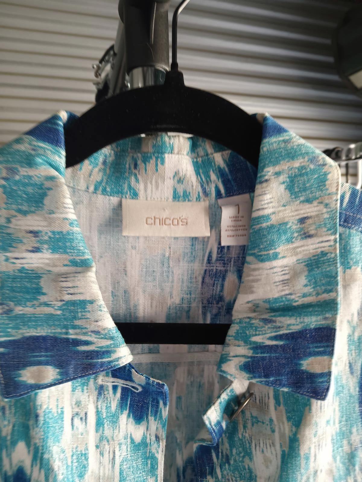 Chicos Chico's Vibrant Blue Floral Denim Jacket Size S / US 4 / IT 40 - 3 Thumbnail