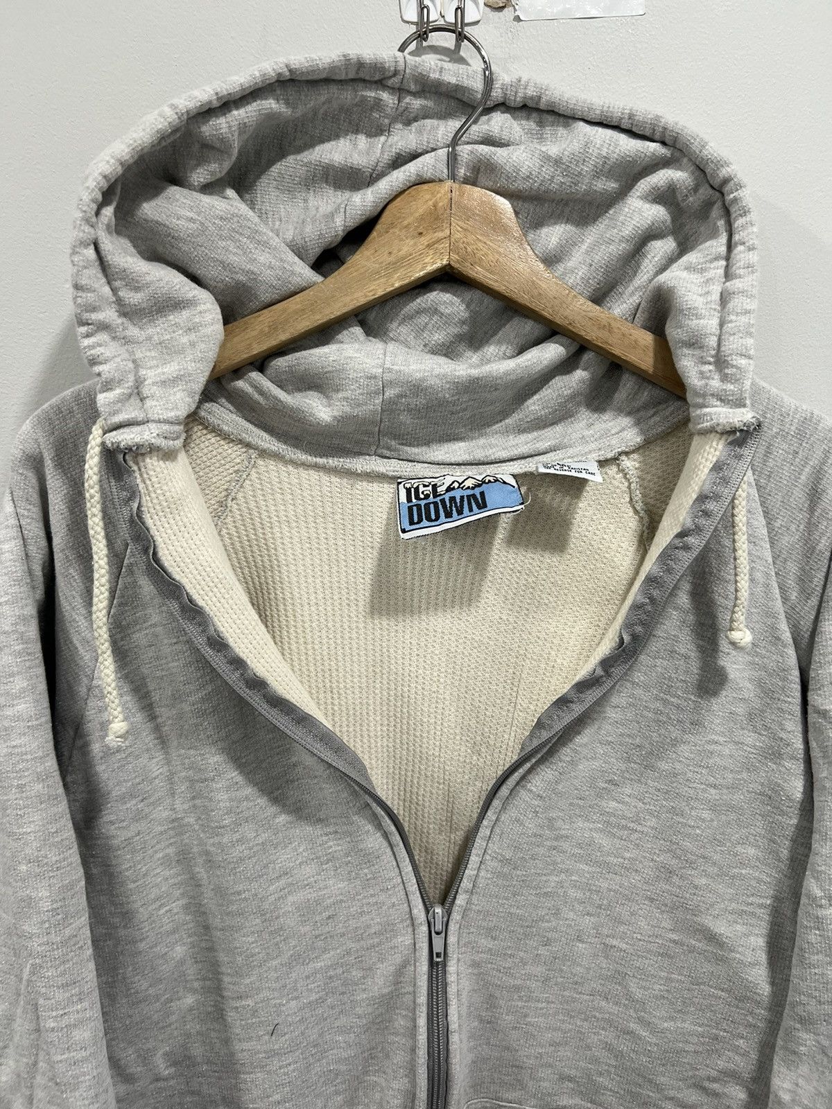 Vintage Vintage Thermal Lined Hoodie Sweater blank zip up Size US L / EU 52-54 / 3 - 2 Thumbnail