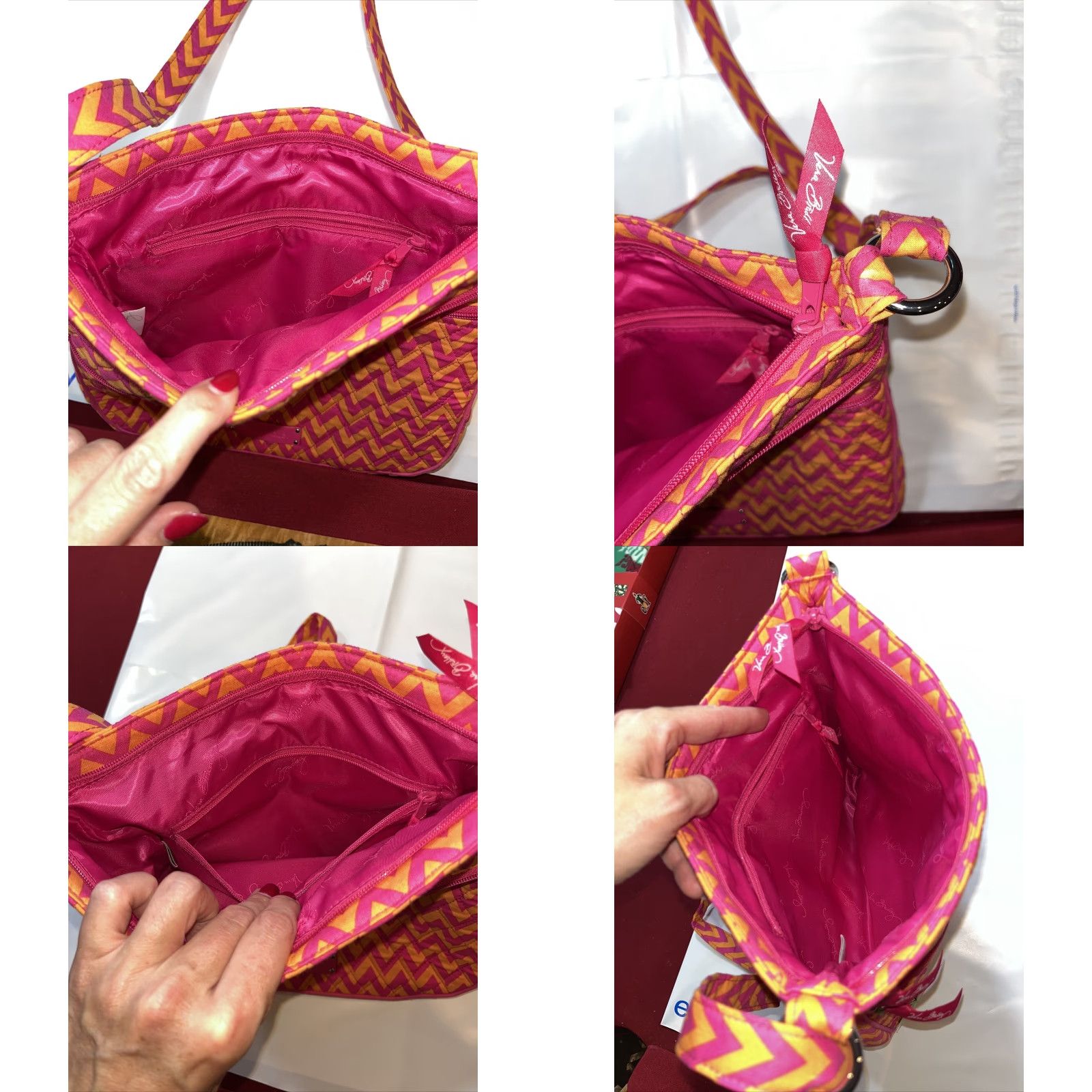 Vera Bradley Vera Bradley Crossbody Purse Hipster Ziggy Zags Pink Orange 11x12 Full Size Size ONE SIZE - 8 Thumbnail
