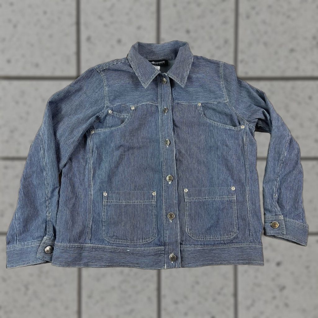 Vintage Sag Harbor Womens Buttondown Jacket Denim White Striped Short Sleeve Casual Travel Size S Size S / US 4 / IT 40 - 1 Thumbnail