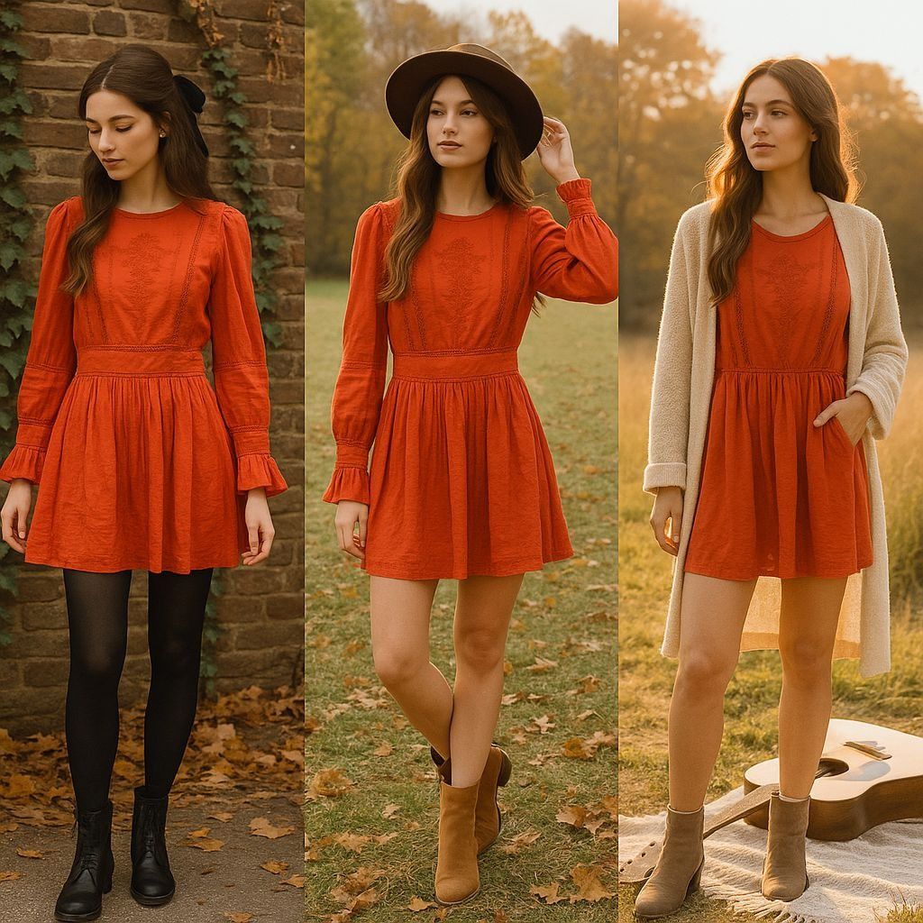 Free People Free People Women Orange Dress 12 Whimsygoth, Boho Fall, Fol Size XL / US 12-14 / IT 48-50 - 1 Thumbnail