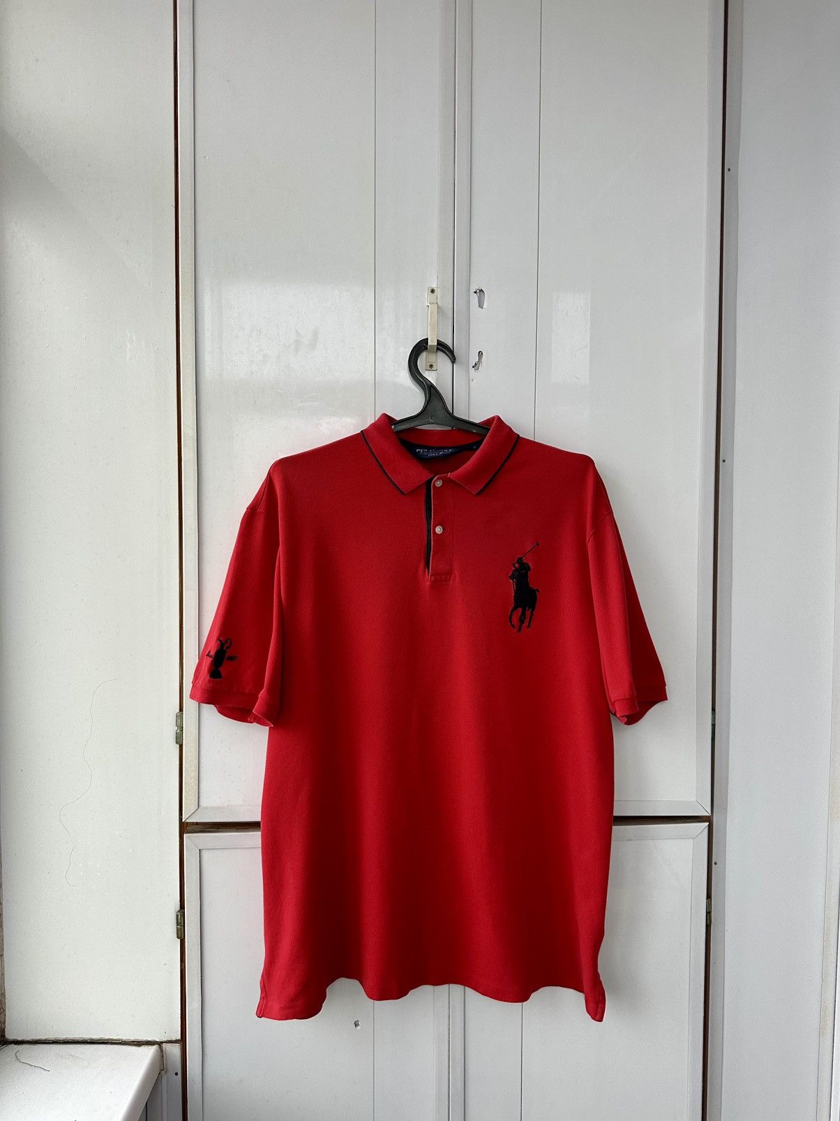 Polo Ralph Lauren Vintage Polo Ralph Lauren Red Polos Black Logo Size US XL / EU 56 / 4 - 1 Thumbnail