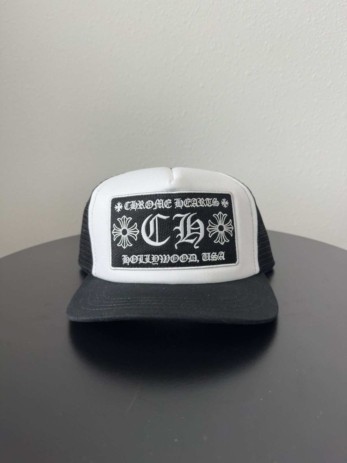 Chrome Hearts CH Hollywood Trucker Hat Black/White