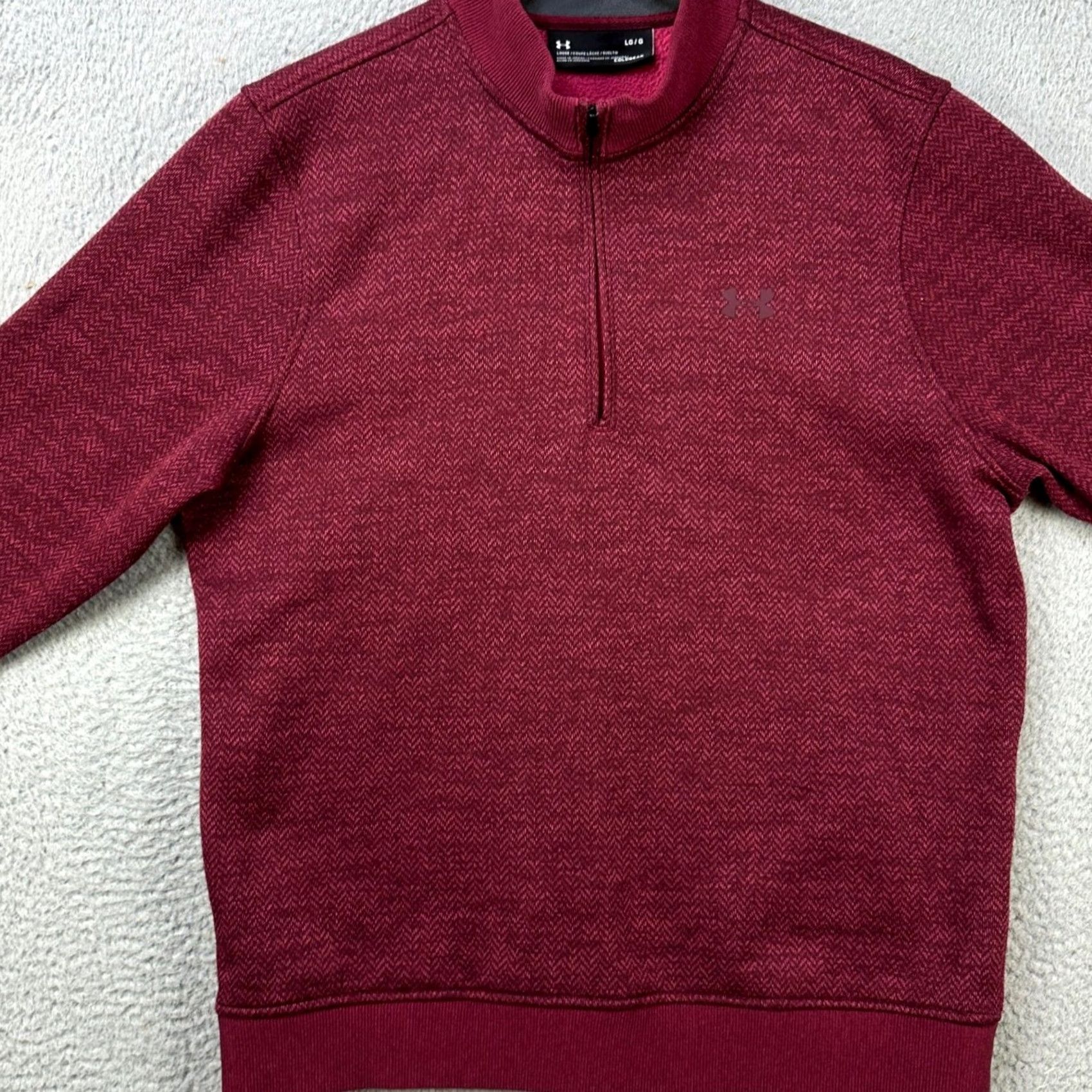 Under Armour Under Armour Cold Gear Sweatshirt Pullover Mens Large Maroon Herringbone Storm Size US L / EU 52-54 / 3 - 2 Thumbnail