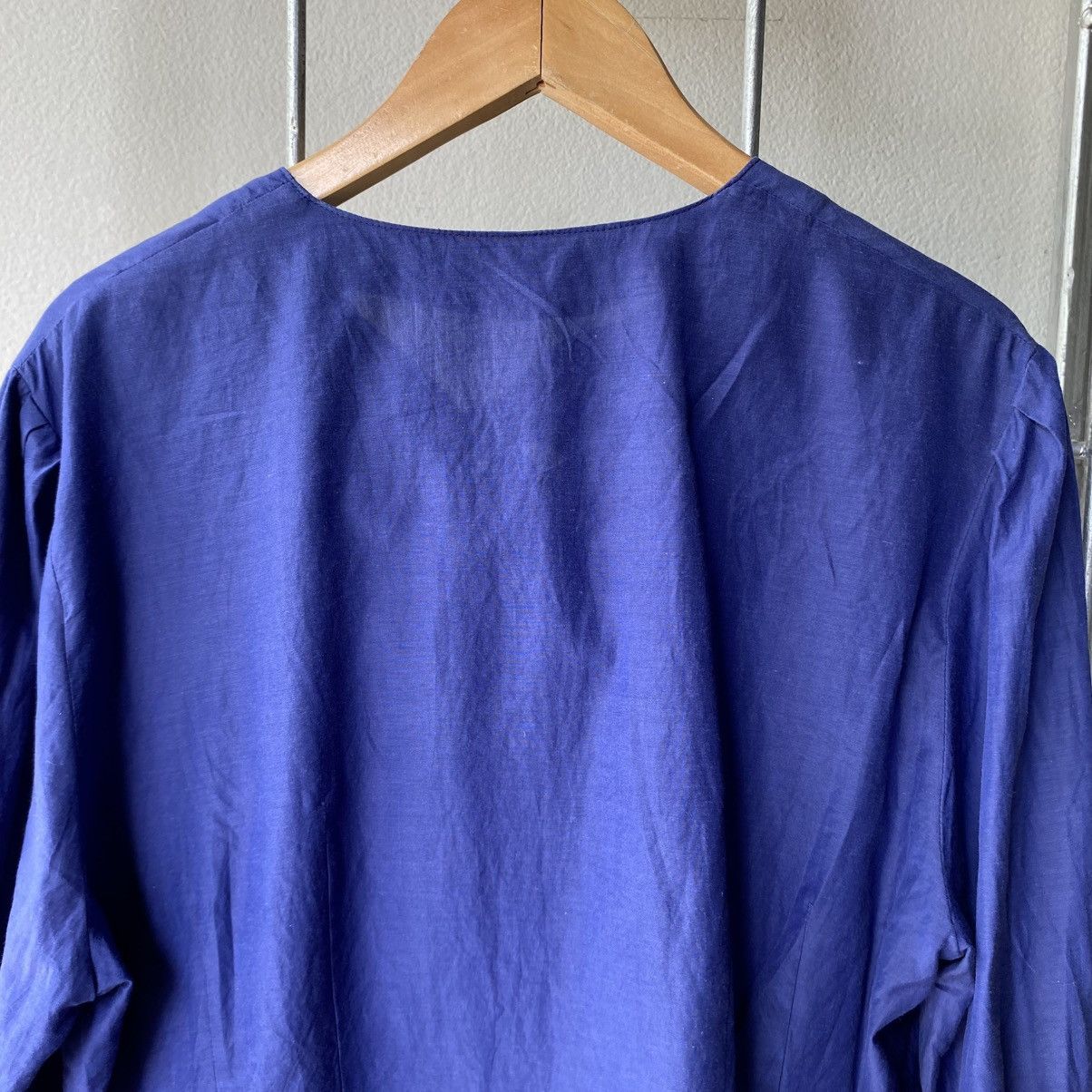 Burberry BURBERRYS Vintage Royal Blue Bow Blouse Size M / US 6-8 / IT 42-44 - 6 Thumbnail