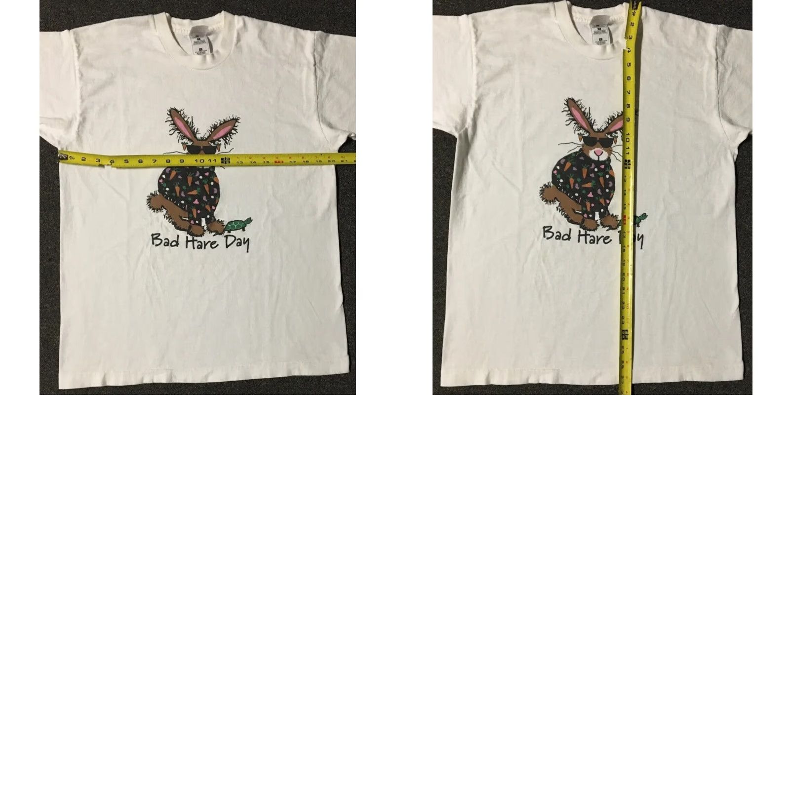 HARE VINTAGE Bad Hare Day 90s Shirt M White T-Shirt Rockabilly Grunge Humor Joke Animals Turtle Bunny Rock USA 90s Mens Size M Size US M / EU 48-50 / 2 - 9 Thumbnail