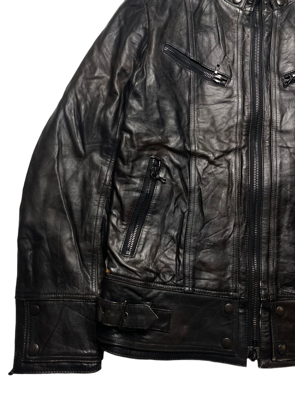 Japanese Brand 2000s Shellac - Burned Leather Biker Jacket Size US M / EU 48-50 / 2 - 4 Thumbnail
