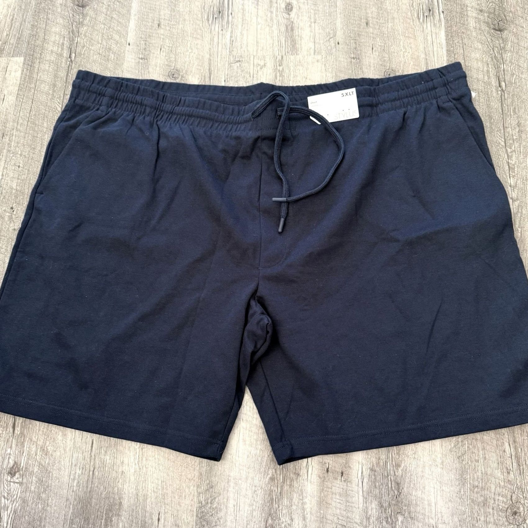 JCPenney Stylus 5XLT Big & Tall Elastic Waist Shorts Mens Blue Sweatshorts Knit Quick Dry Drawstring Pockets Casual Travel Modern Stretch Relaxed Size US 39 - 5 Thumbnail