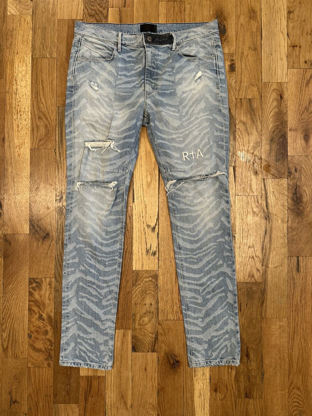 Rta Rta Small White Spell Zebra Print Blue Denim Jeans Size 34 Size US 34 / EU 50 - 1 Thumbnail