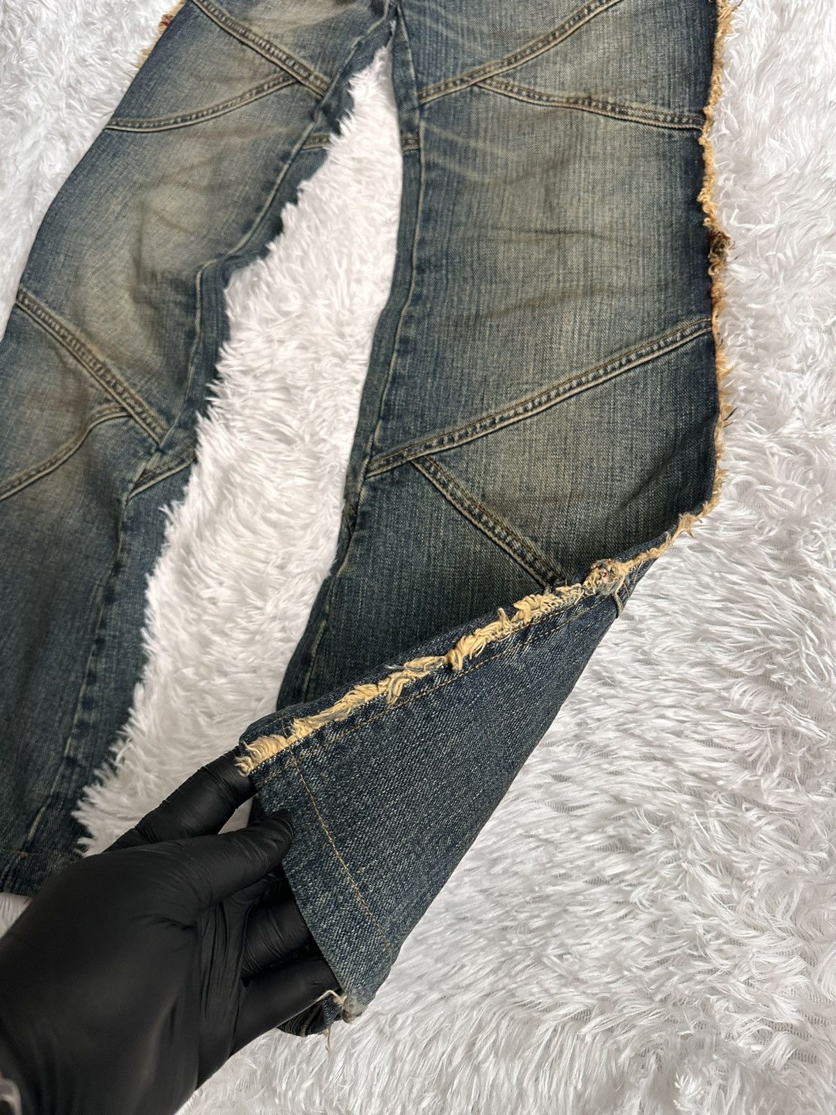 Tornado Mart Tornado Mart Side Fur Flare Denim Jeans Size US 31 - 8 Thumbnail