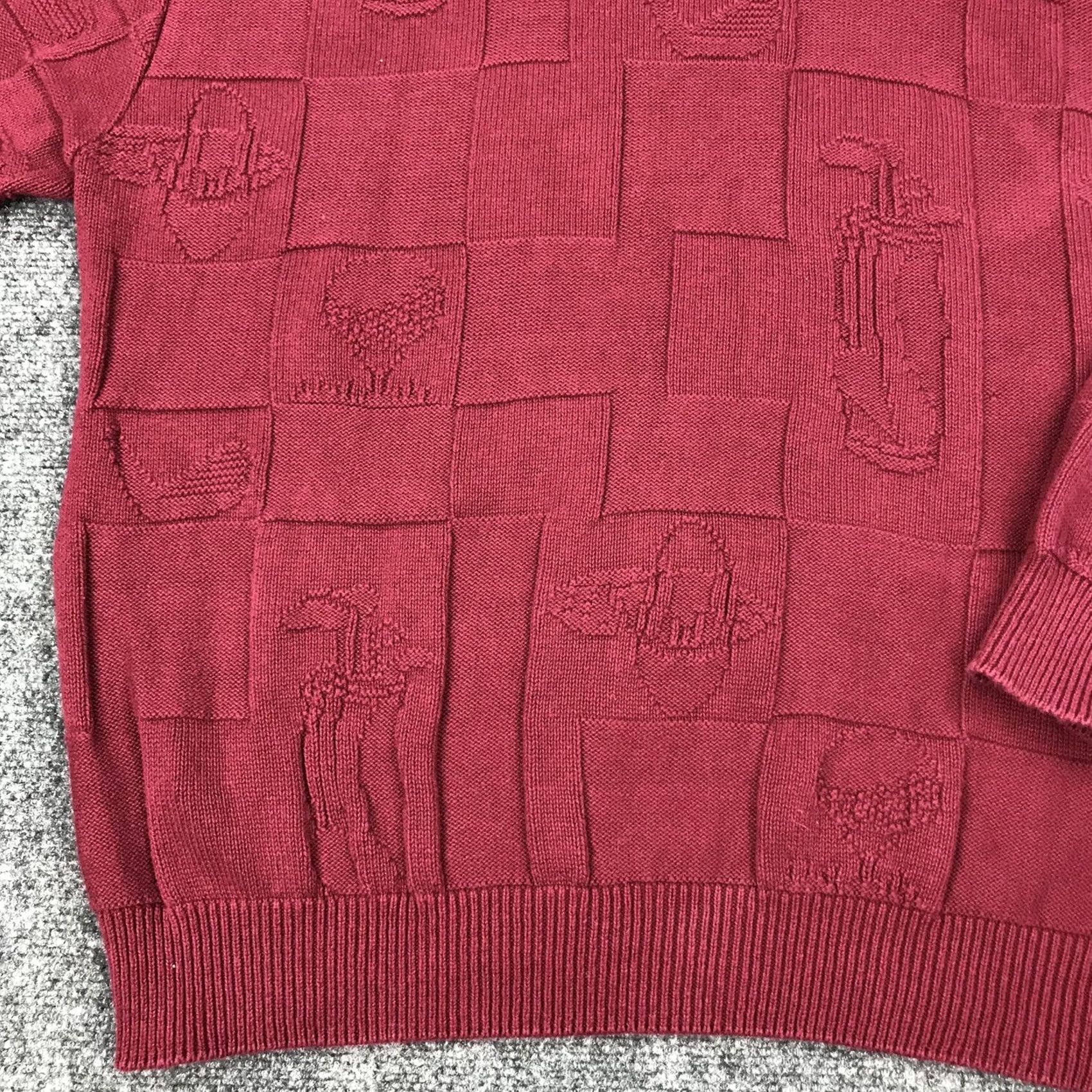 Vintage VINTAGE Fairway Knit Golf Sweater Mens XL Red 100% Cotton Cable-Knit Crew Neck Pullover Sports Golf Size US XL / EU 56 / 4 - 5 Thumbnail