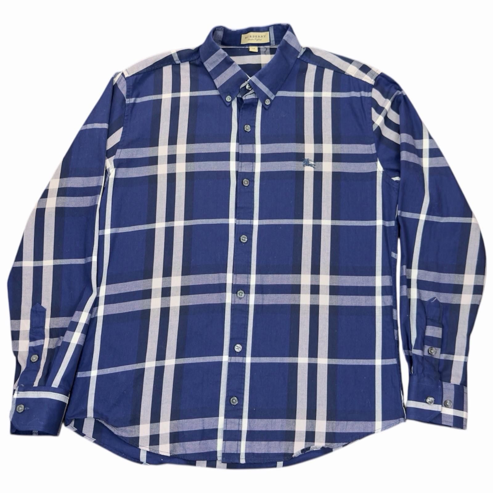 Burberry Burberry London Button Down Shirt Navy Blue Plaid Medium Size US M / EU 48-50 / 2 - 1 Thumbnail