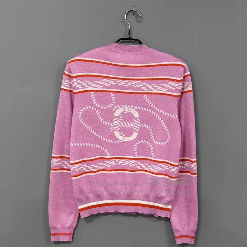 Hermes Hermes Pink Striped Rope Cashmere Cardigan Set Size XS / US 0-2 / IT 36-38 - 3 Thumbnail
