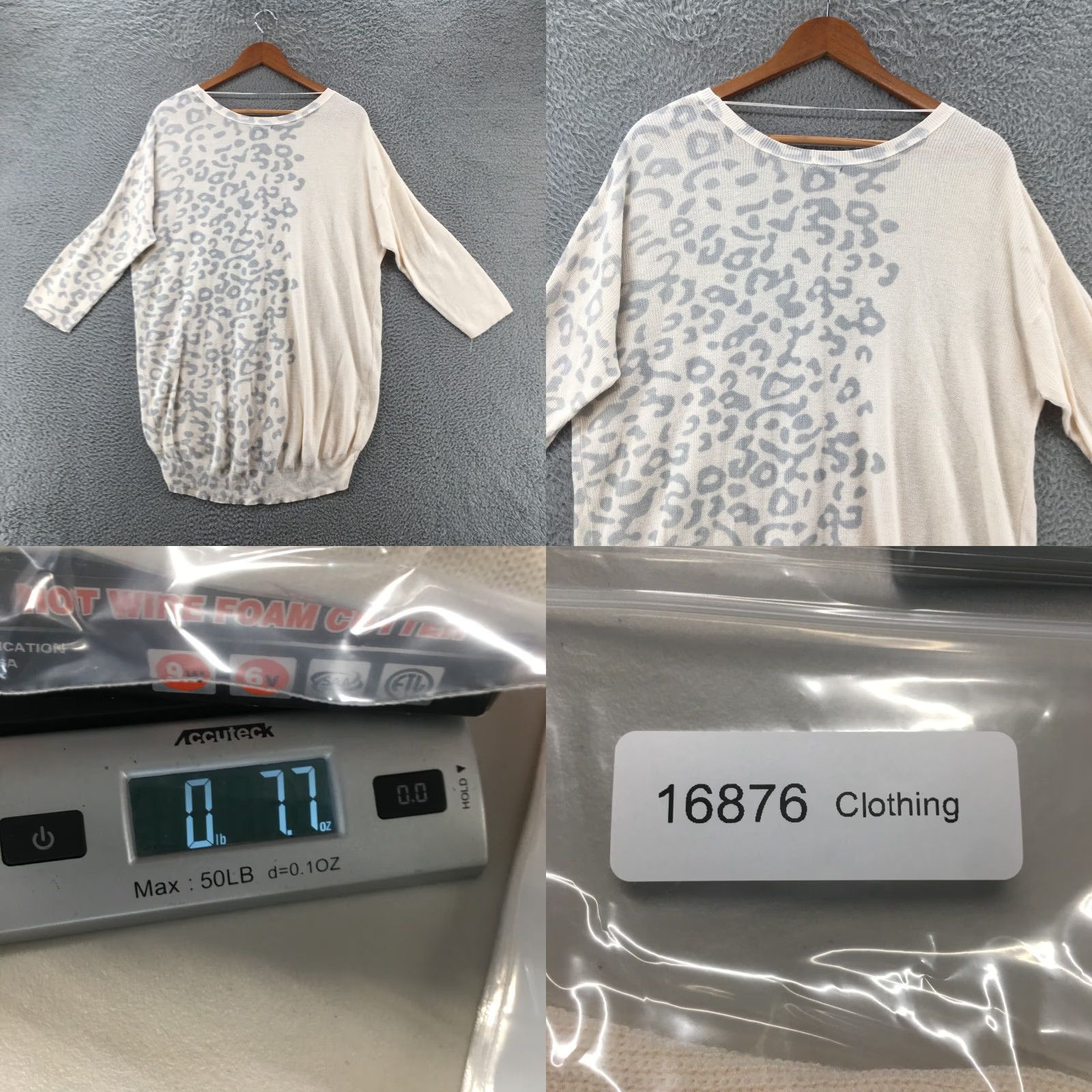Apt. 9 Apt 9 Pullover Sweater Womens L Beige Cotton Blend Animal Print 3/4 Sleeve Knit Size L / US 10 / IT 46 - 8 Thumbnail