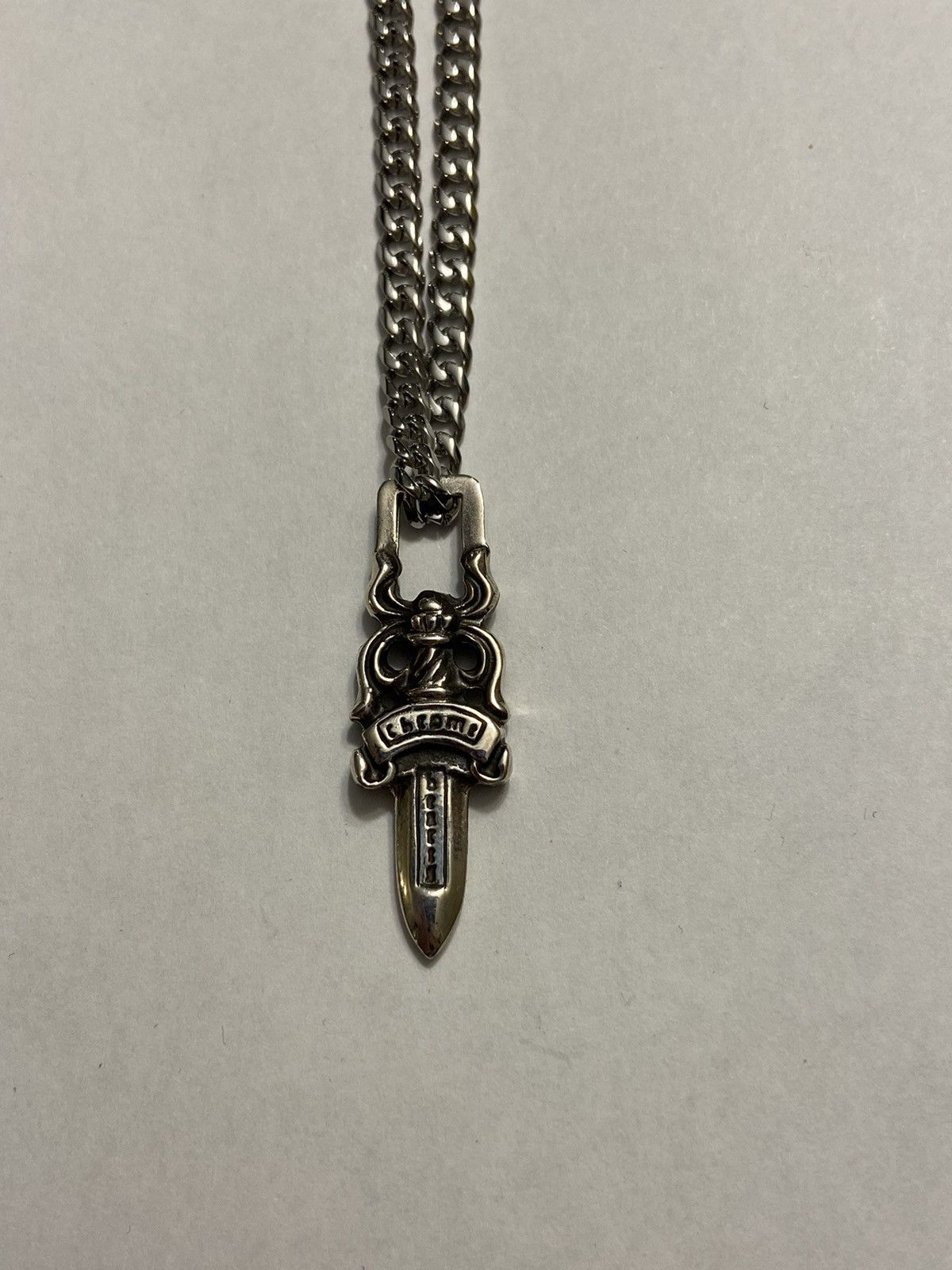 Chrome Hearts Chrome Hearts Dagger Pendant Cuban Chain Necklace Silver ...