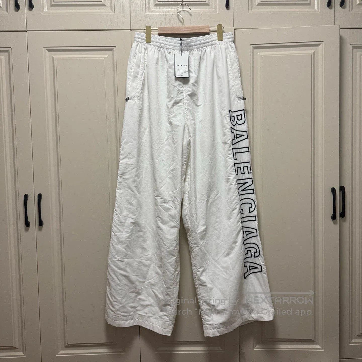 Balenciaga Balenciaga White Big Logo Nylon Track Pants. Size US 34 / EU 50 - 1 Thumbnail
