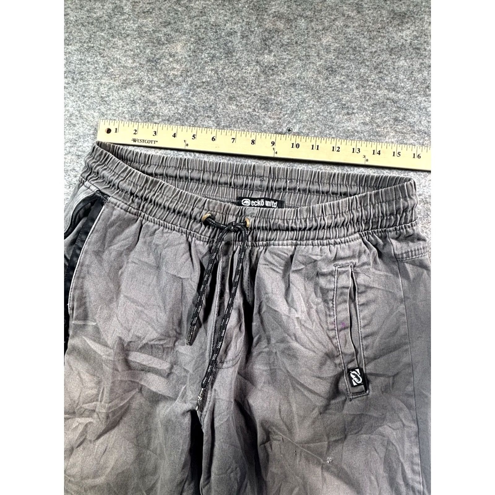 Ecko Unltd. Ecko Unltd Sweatpants Mens Large Gray Rhino Logo Joggers Distressed Stained Ribbed Pockets Elastic Waist Size US 33 - 3 Thumbnail
