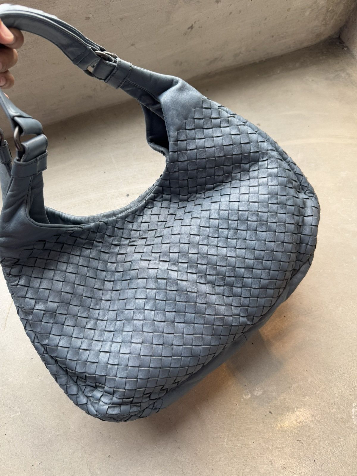 Bottega Veneta Bottega Veneta Blue Leather Intrecciato Campana Hobo Size ONE SIZE - 7 Thumbnail