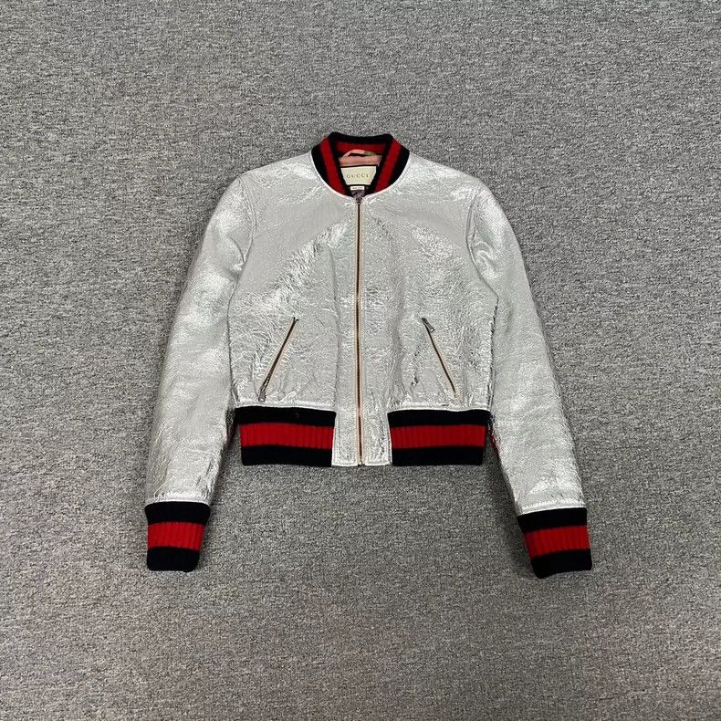 Gucci Gucci Liquid silver bursting crack leather jacket 2502-Next Size US XS / EU 42 / 0 - 1 Thumbnail