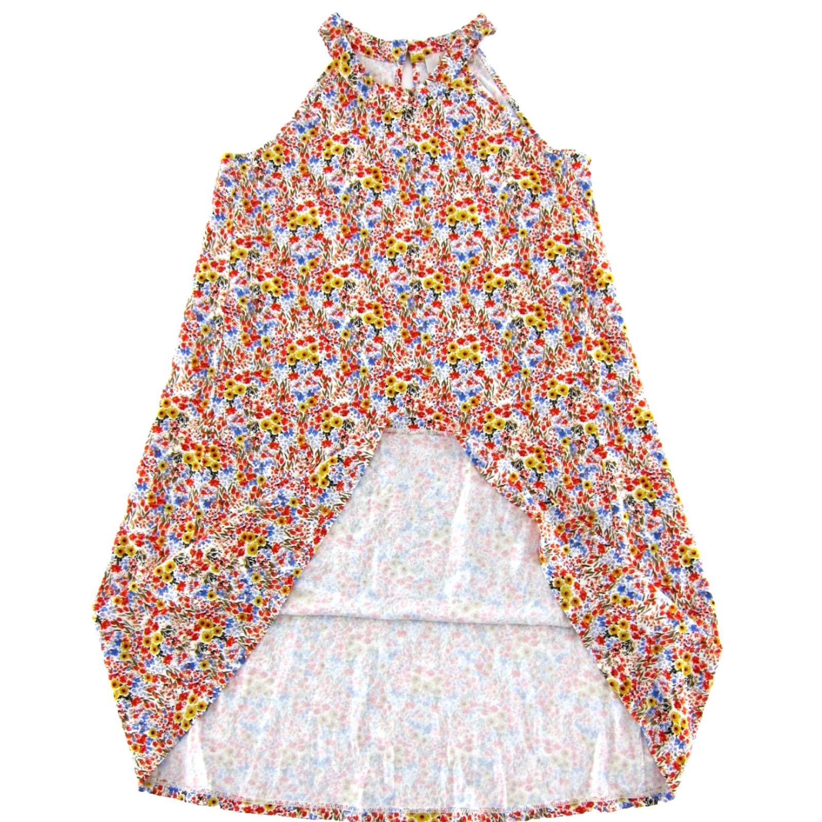 Ann Taylor VINTAGE Ann Taylor Red Blue Yellow Floral Jersey Stretch Sleeveless Tunic Sun Dress XSP Size XS / US 0-2 / IT 36-38 - 5 Thumbnail