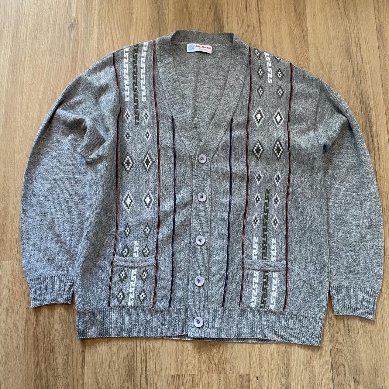 Other Grey & white 80s/90s vintage cardigan with a retro Size US XXL / EU 58 / 5 - 1 Thumbnail