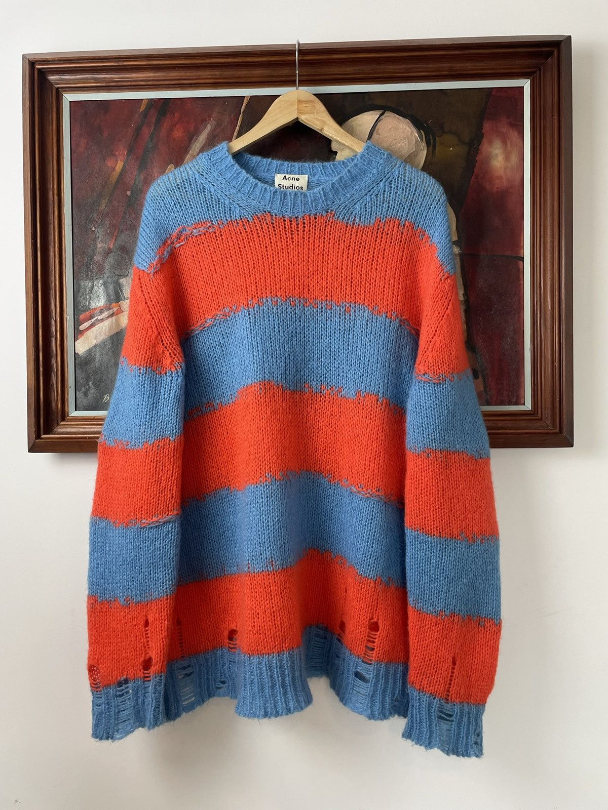 image of Acne Studios Distressed Mohair Sweater Kurt Cobain Vibe Knit, Men's (Size Large)