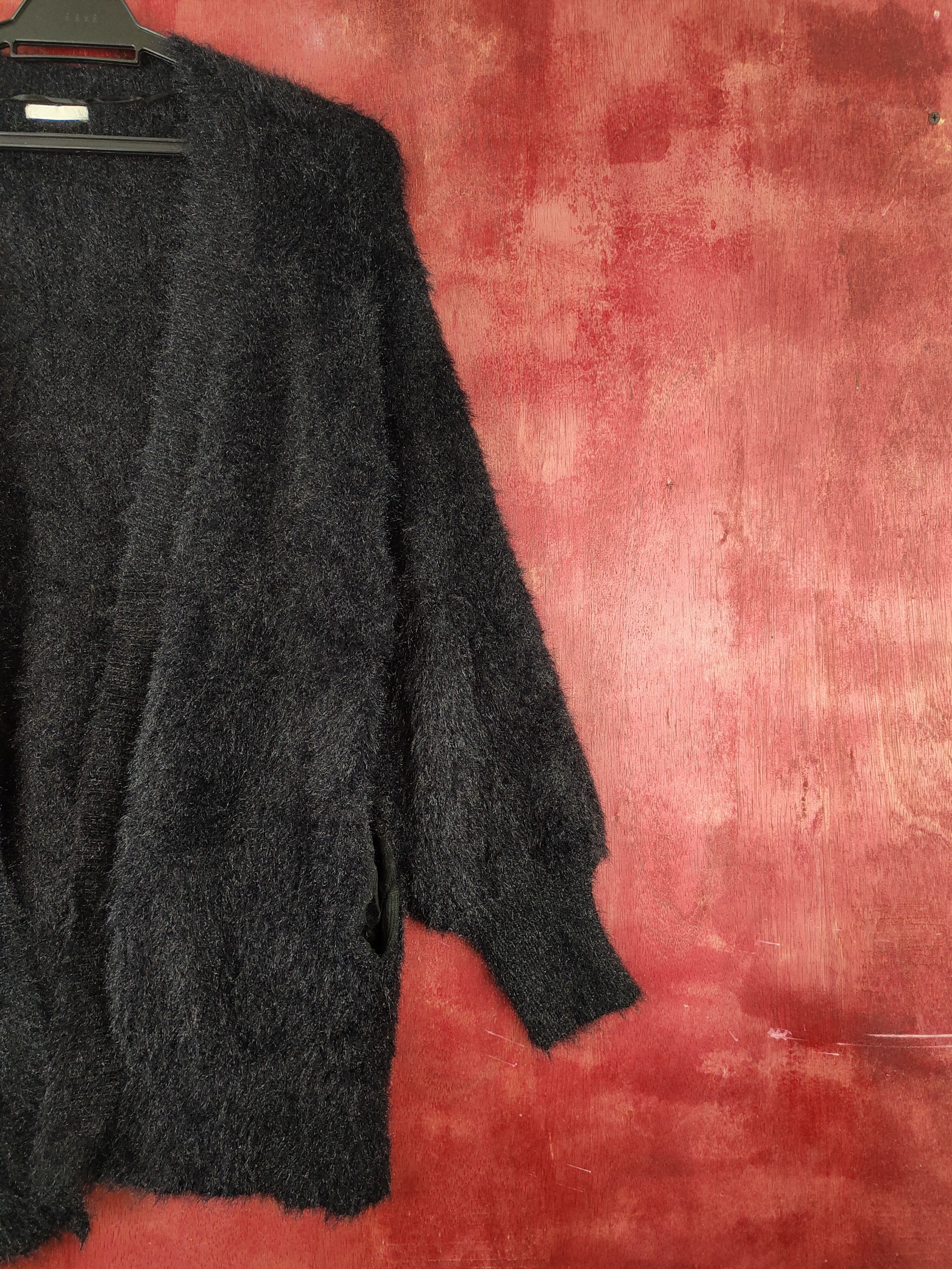 Aran Isles Knitwear GU Black Shag Shaggy Fur Mohair Knitwear Cardigan #S1904 Size L / US 10 / IT 46 - 5 Thumbnail